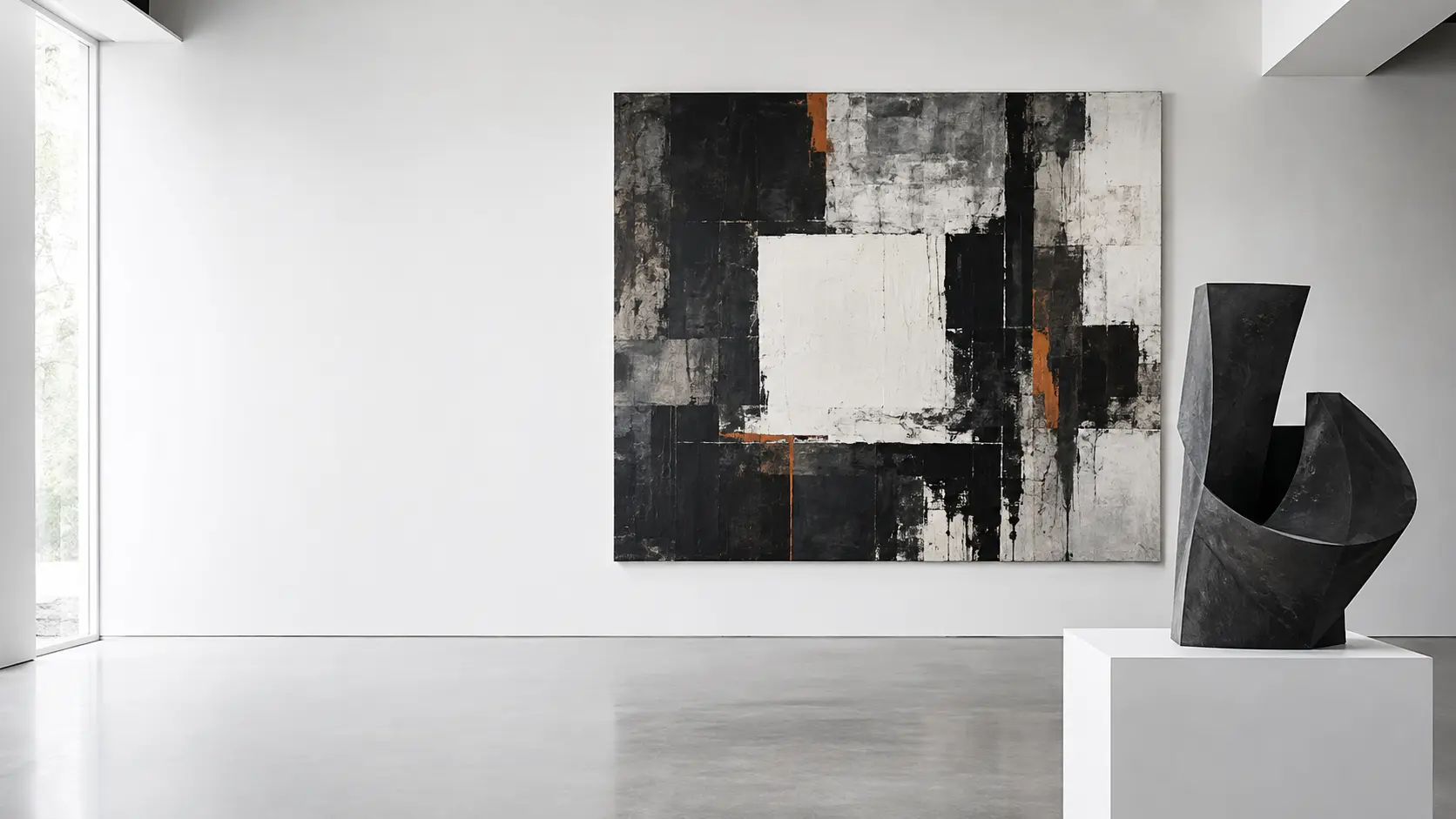 Composition éditoriale dans une galerie contemporaine