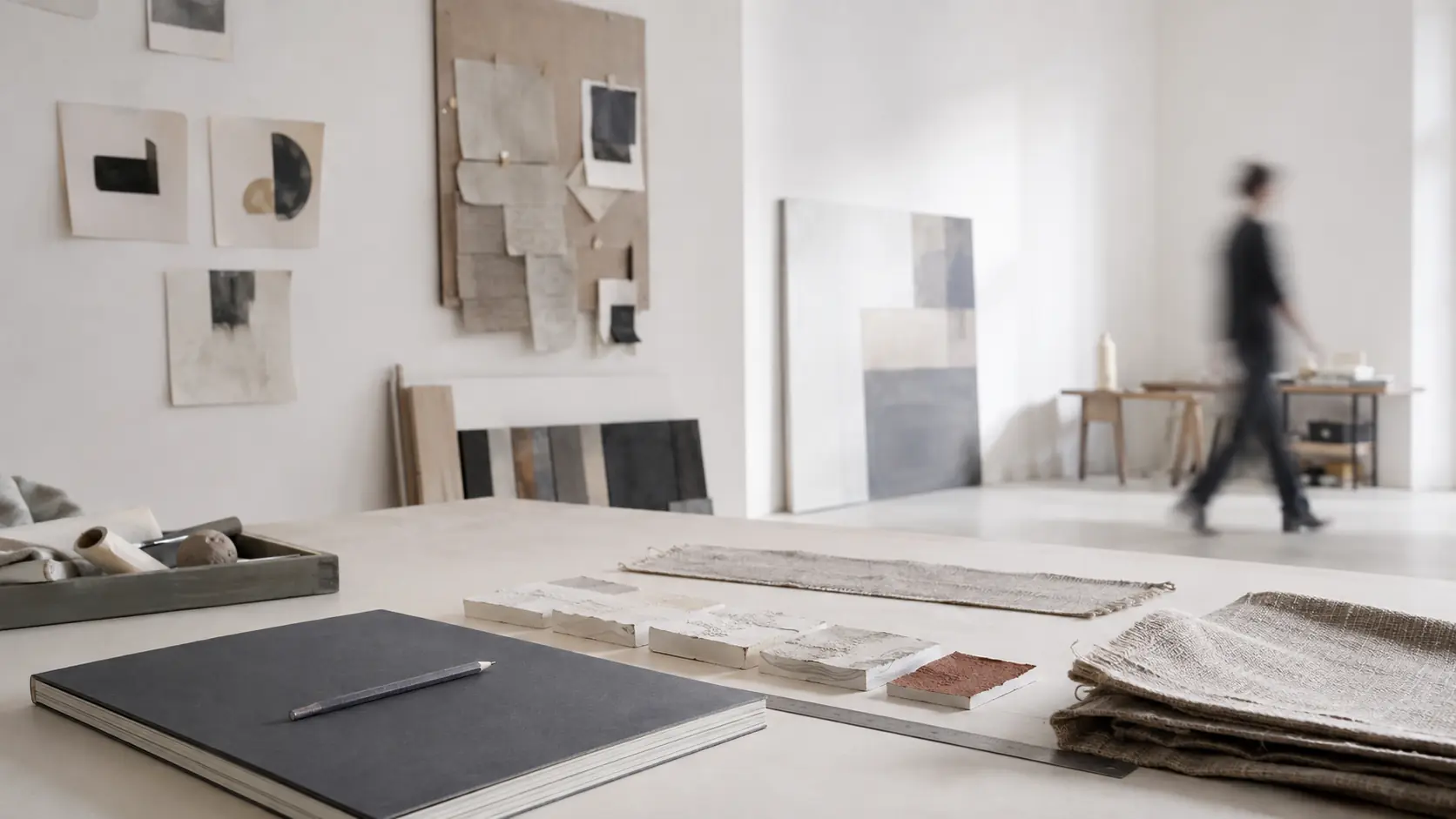 Scène éditoriale originale dans un atelier d’artiste lumineux